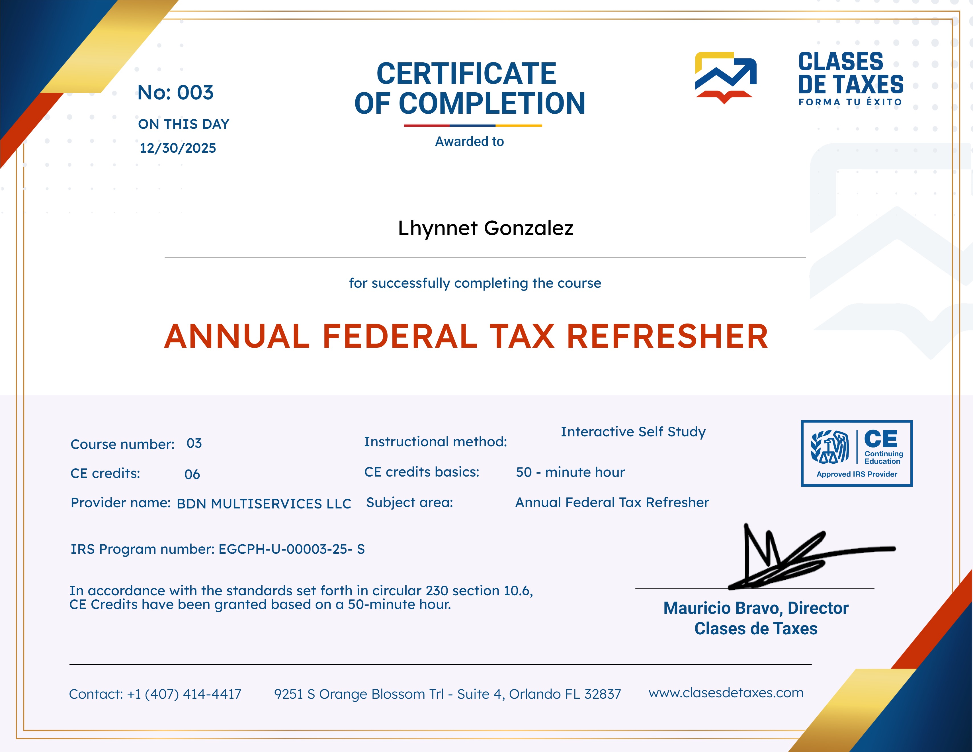 Annual Federal Tax Refresher Autoestudio